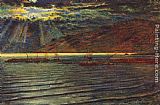 William Holman Hunt Famous Paintings - Fishingboats by Moonlight